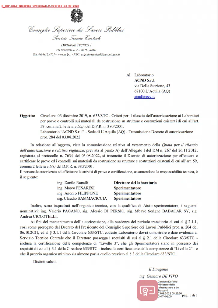 Trasmissione del D.M. n. 284 del 03/08/2022, Settori A e B