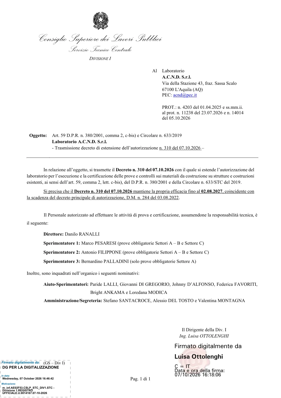 Decreto n. 310 del 07/10/2026, estensione al Settore C