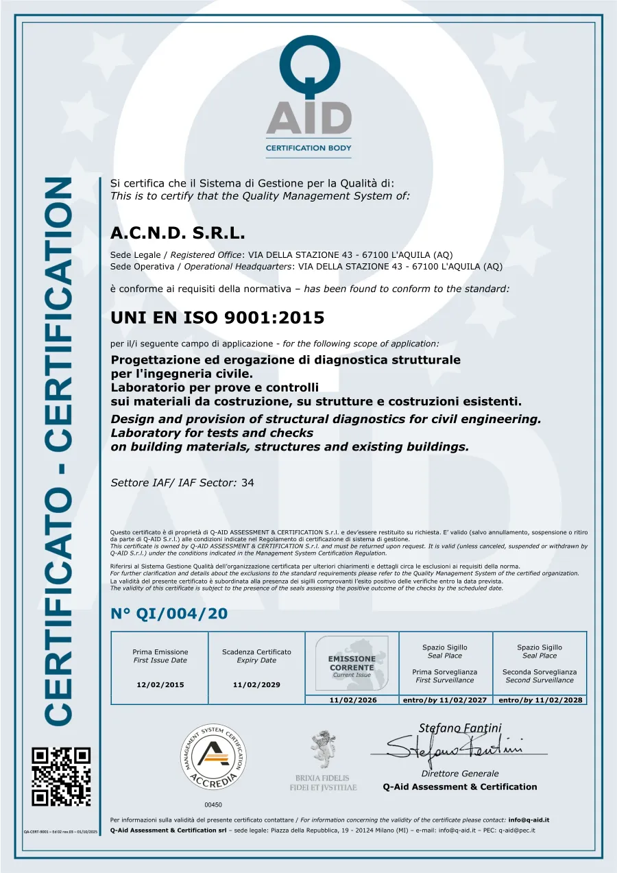 Certificato UNI EN ISO 9001:2015